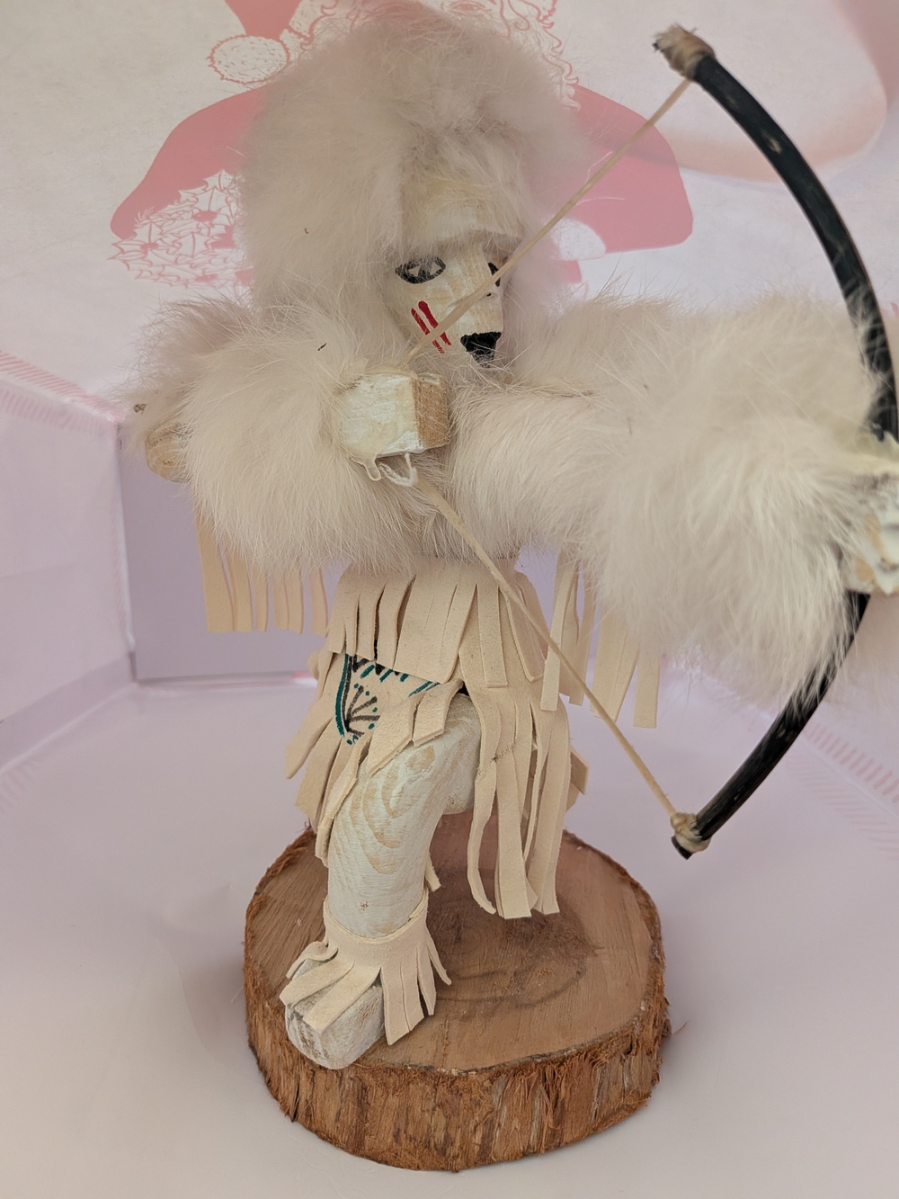 Authentic Navajo White Buffalo Warrior Kachina Doll Signed